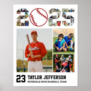 Baseball Team Senior 2025 Sportfotocollage Poster