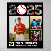 Baseball Team Senior Klasse van 2025 Fotocollage Poster (Voorkant)