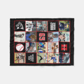 Baseball Team Senior Night Custom Photo Black Red Fleece Deken (Voorkant (Horizontaal))