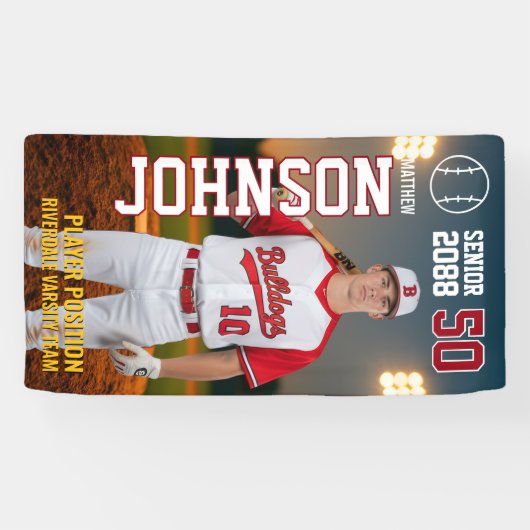 Baseball Team Senior Night Custom Player Photo Spandoek (Horizontaal)