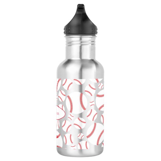Baseball Team Silver Water Flacon met naam Waterfles (Rechts)