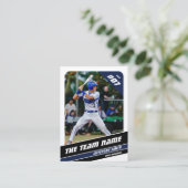 Baseball Team Trading Kaart Gift Blauw Wit Contactkaartje (Staand voorkant)