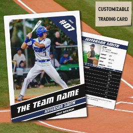 Baseball Team Trading Kaart Gift Blauw Wit Contactkaartje