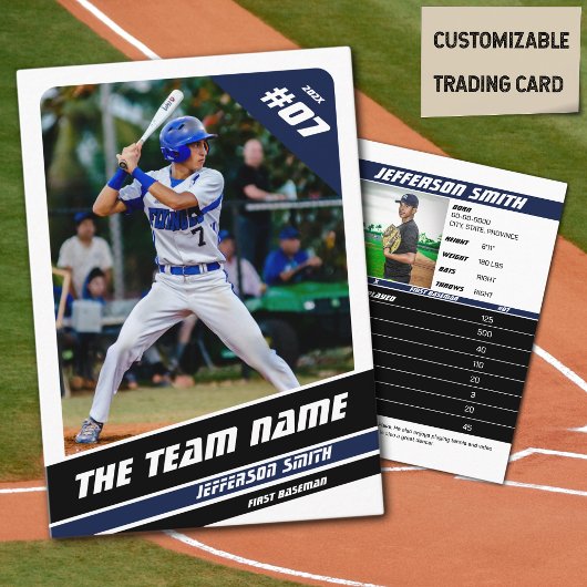 Baseball Team Trading Kaart Gift Blauw Wit Contactkaartje