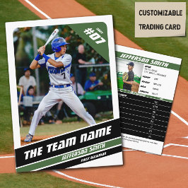 Baseball Team Trading Kaart Gift Groen Wit Contactkaartje