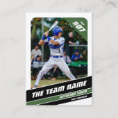 Baseball Team Trading Kaart Gift Groen Wit Contactkaartje (Voorkant)