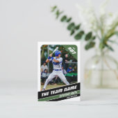 Baseball Team Trading Kaart Gift Groen Wit Contactkaartje (Staand voorkant)