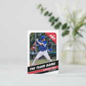 Baseball Team Trading Kaart Gift Rood Wit Contactkaartje (Staand voorkant)