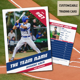 Baseball Team Trading Kaart Rood Blauw Contactkaartje