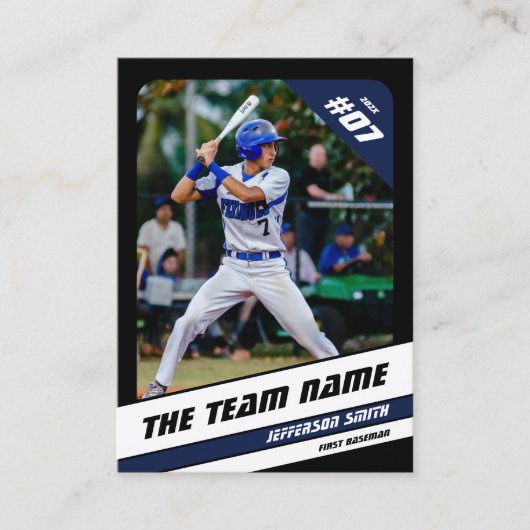 Baseball Team Trading Kaart Sport Gift Blauw Contactkaartje (Voorkant)