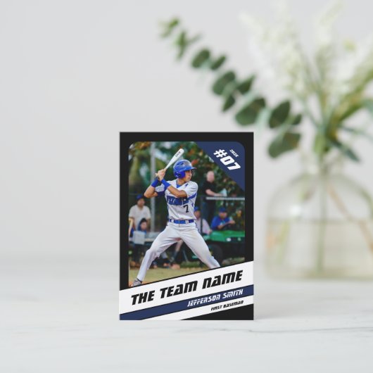 Baseball Team Trading Kaart Sport Gift Blauw Contactkaartje (Staand voorkant)