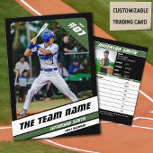Baseball Team Trading Kaart Sport Gift Groen Contactkaartje