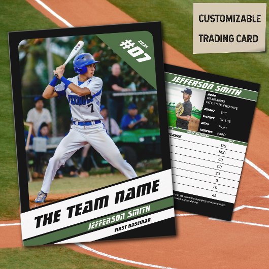 Baseball Team Trading Kaart Sport Gift Groen Contactkaartje