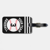 Baseball Teamnaam en Spelernummer Baseballtas Bagagelabel (Achterkant horizontaal)