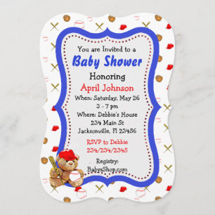 Baseball Teddy Bear Baby shower nodigt uit Kaart