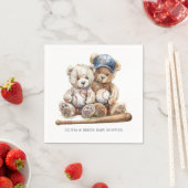 Baseball Teddy Bears Twins Baby Shower Servet (Insitu)