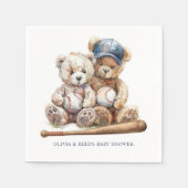 Baseball Teddy Bears Twins Baby Shower Servet (Voorkant)