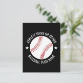 Baseball Teken met Team en Athlete Name modern Briefkaart (Staand voorkant)