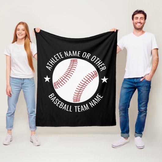 Baseball Teken met Team en Athlete Name modern Fleece Deken (In situ)