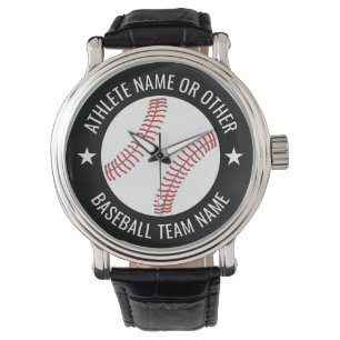 Baseball Teken met Team en Athlete Name modern Horloge