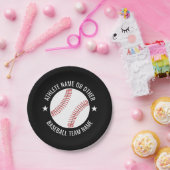 Baseball Teken met Team en Athlete Name modern Papieren Bordje (Feest)