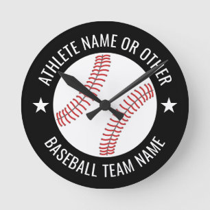 Baseball Teken met Team en Athlete Name modern Ronde Klok
