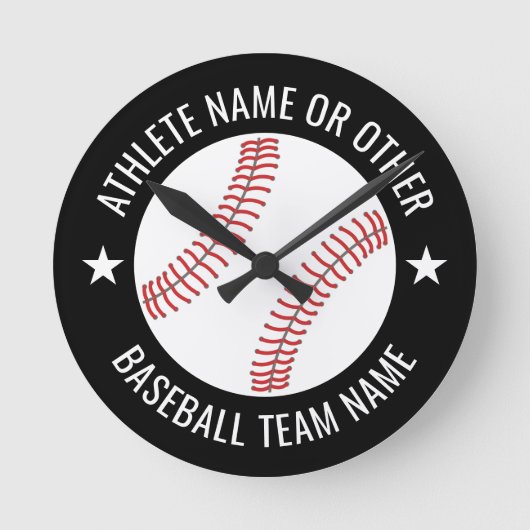 Baseball Teken met Team en Athlete Name modern Ronde Klok (Voorkant)