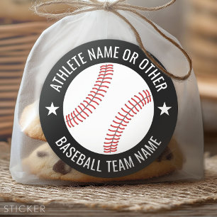Baseball Teken met Team en Athlete Name modern Ronde Sticker