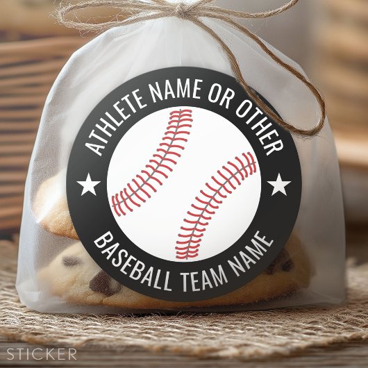 Baseball Teken met Team en Athlete Name modern Ronde Sticker