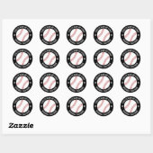 Baseball Teken met Team en Athlete Name modern Ronde Sticker (Vel)