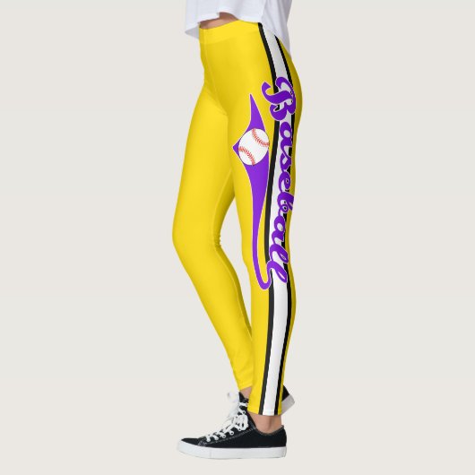 Baseball tekst met streep en ball print Leggings (Links)