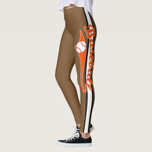 Baseball tekst met streep en ball print Leggings (Links)