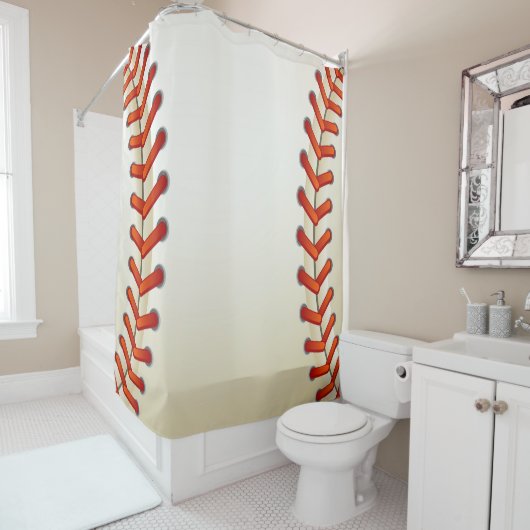 Baseball Texture Stitched Ball Kijk Douchegordijn (In situ)