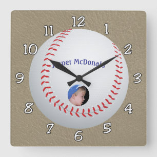 Baseball Textured Achtergrond foto personaliseren Vierkante Klok