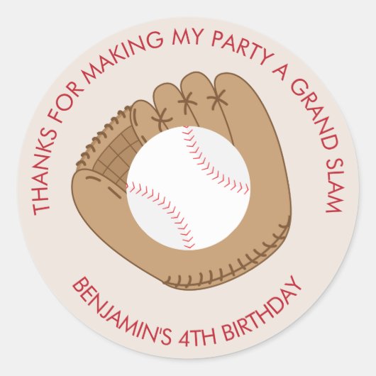 Baseball Thace Party Ronde Sticker (Voorkant)