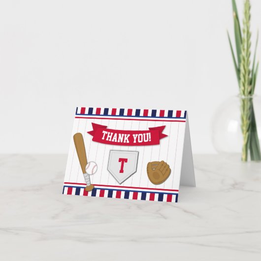 Baseball Thank You Card Folded Note Card Bedankkaart (Voorkant)