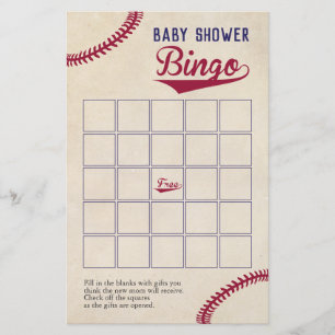 Baseball Thema Baby shower Bingo Game Flyer