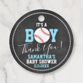 BASEBALL Thema Baby shower Chalkboard Blue Boy Bedankjes Labels (Achterkant)