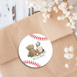 Baseball thema Baby shower Ronde Sticker
