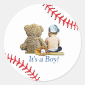 Baseball thema Baby shower Ronde Sticker (Voorkant)