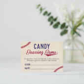 Baseball Thema Baby shower Snoep Gissing spel Visitekaartje (Staand voorkant)