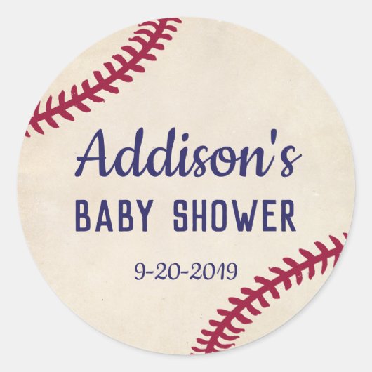 Baseball thema Baby shower Stickers, Circle Ronde Sticker (Voorkant)