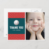 Baseball thema bedankt briefkaart voor jongens (Voorkant / Achterkant)