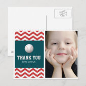 Baseball thema bedankt briefkaart voor jongens (Voorkant / Achterkant)