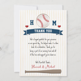 Baseball thema bruiloft foto dank u kaart