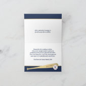 Baseball Thema Feest Elegant Navyblauw en Goud Th Bedankkaart (Binnen)