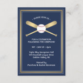 Baseball Thema Ontvangst & Feestdetails Navy Gold Informatiekaartje (Voorkant)