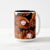 Baseball Thema Tweekleurige Koffiemok (Voorkant rechts)