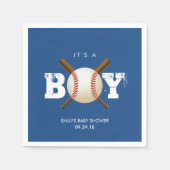 Baseball Theme Baby Boy Navy Blauw Baby shower Servetten (Voorkant)