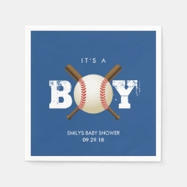 Baseball Theme Baby Boy Navy Blauw Baby shower Servetten